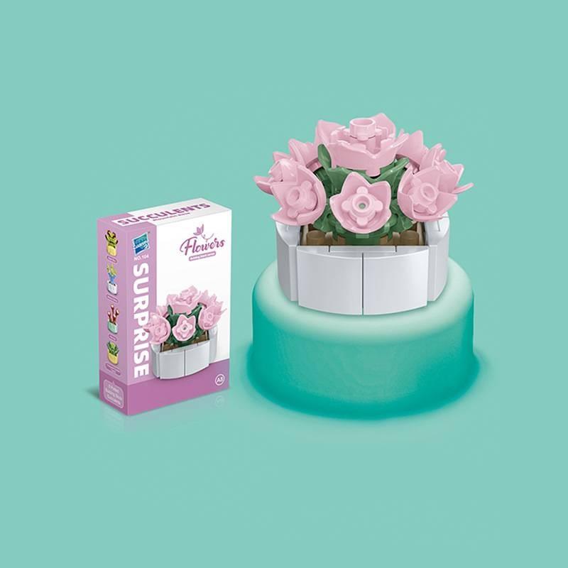 Small Children Puzzle Particle Building Block Flower Flexing Potted Model Toy