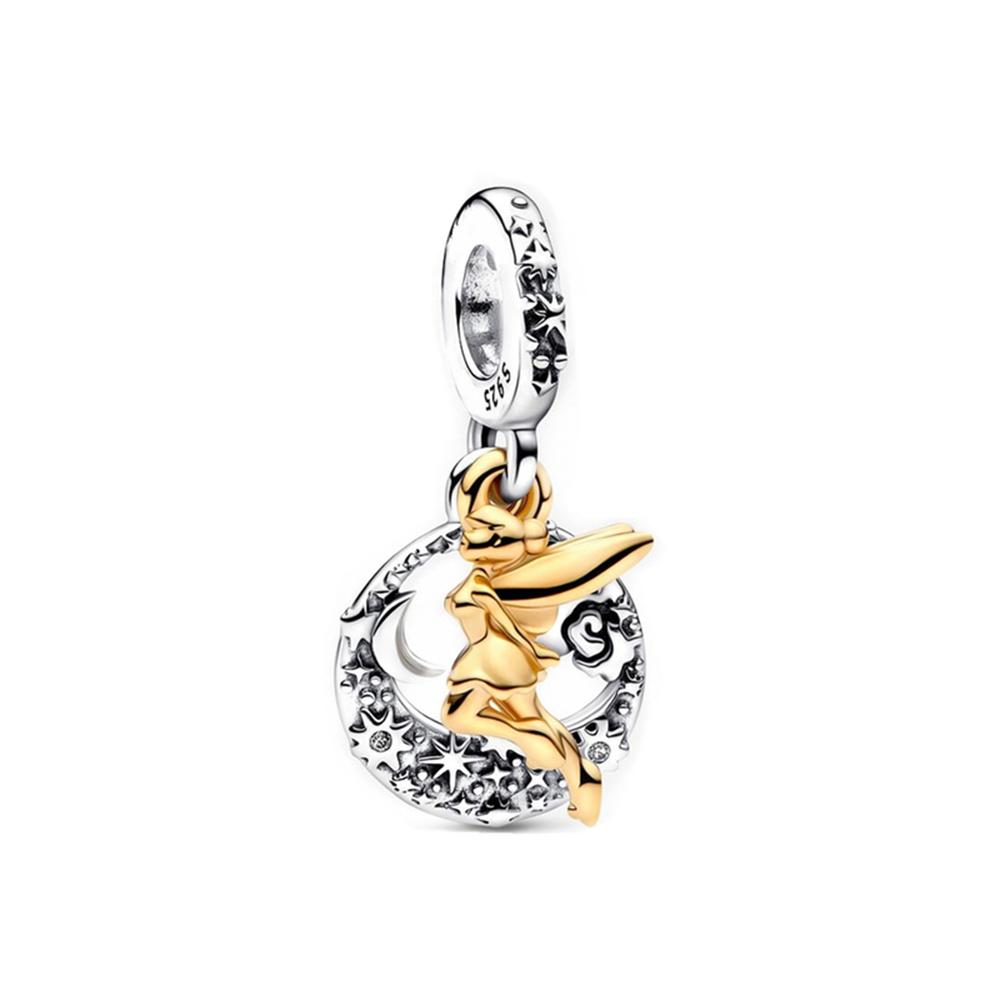 Miniso Disney Flower Fairy Castle Bow Charm Silver 925 Fine Jewelry For Women Original Bracelet Beads New