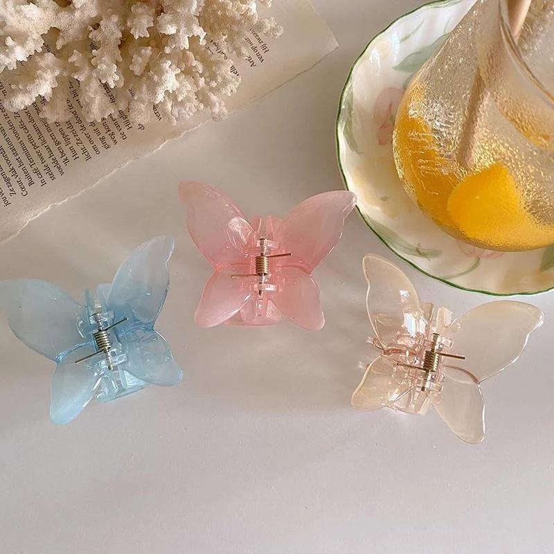 Mini Butterfly Hair Claw for Women Girls Acrylic Hair Accessories Sweet Hair Claw Clips Crab Simple Hairs Clamps Chic Hairs Clip
