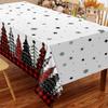 Rectangular Christmas Tablecloth Christmas Trees Buffalo Plaid Red Washable Table Cover Waterproof