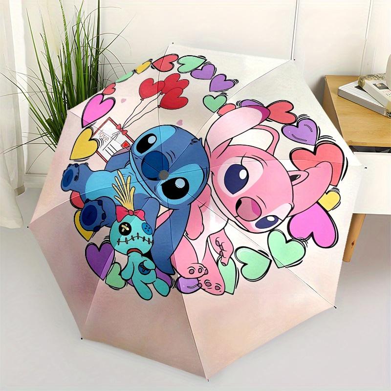 

Stitch, Love Themed Automatic opening and closing folding umbrella, 8 rib windproof, compact travel design, suitable for all occasion | Fash