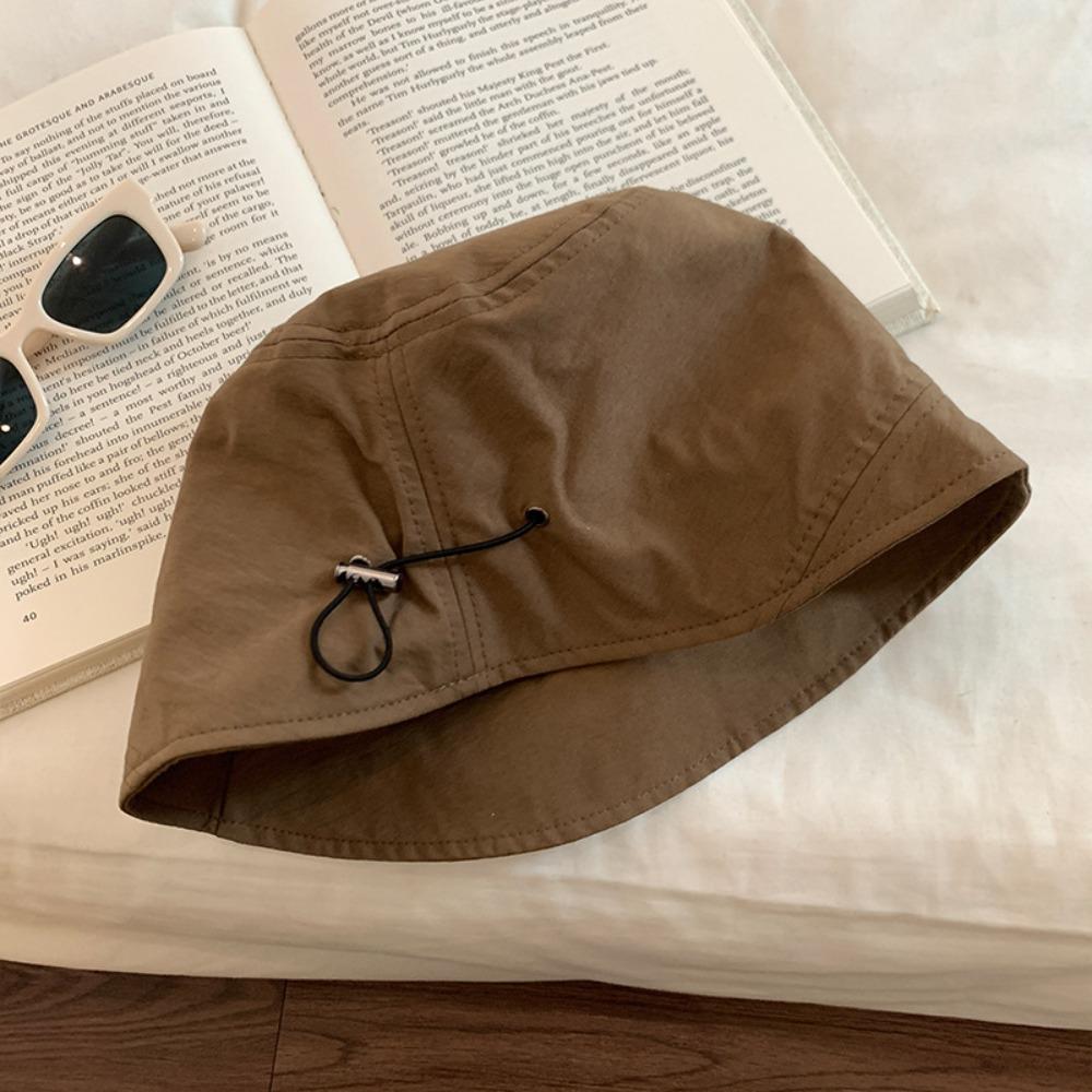 Модная солнцезащитная панама с регулируемым шнурком, повседневная пляжная кепка, большая однотонная шляпа-ведро