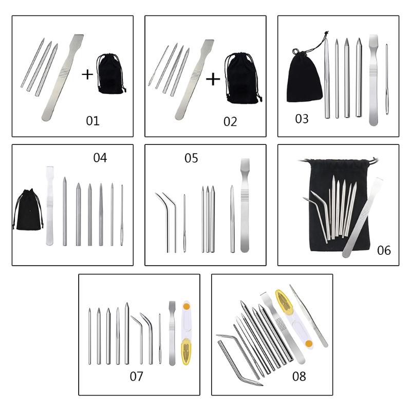 Portable Knotter Tools Stainless Steel Lacing Needle and Smoothing Tool Fit for Leather Fit for DIY Craft Supplies