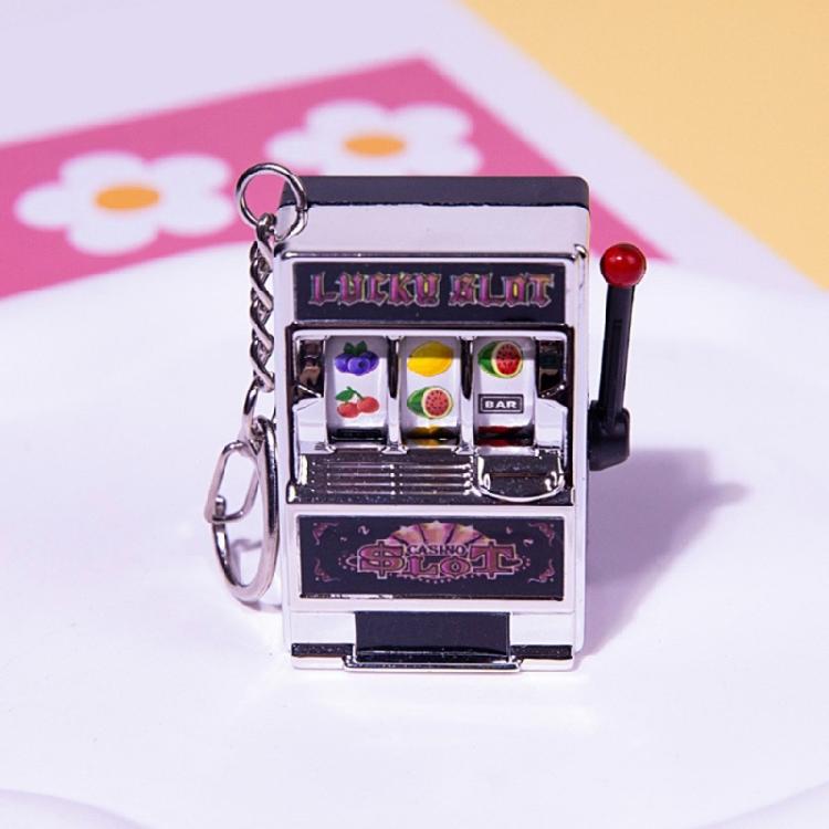 Miniature Fruit Slot Machines Keychain Charm Colorful Accessory for Bags Portable Entertainment Phone Chain Decoration