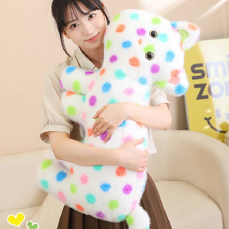 Colorful Spotted Cat Plush Toy Pillow Pp Cotton Stuffed Children Birthday Gift
