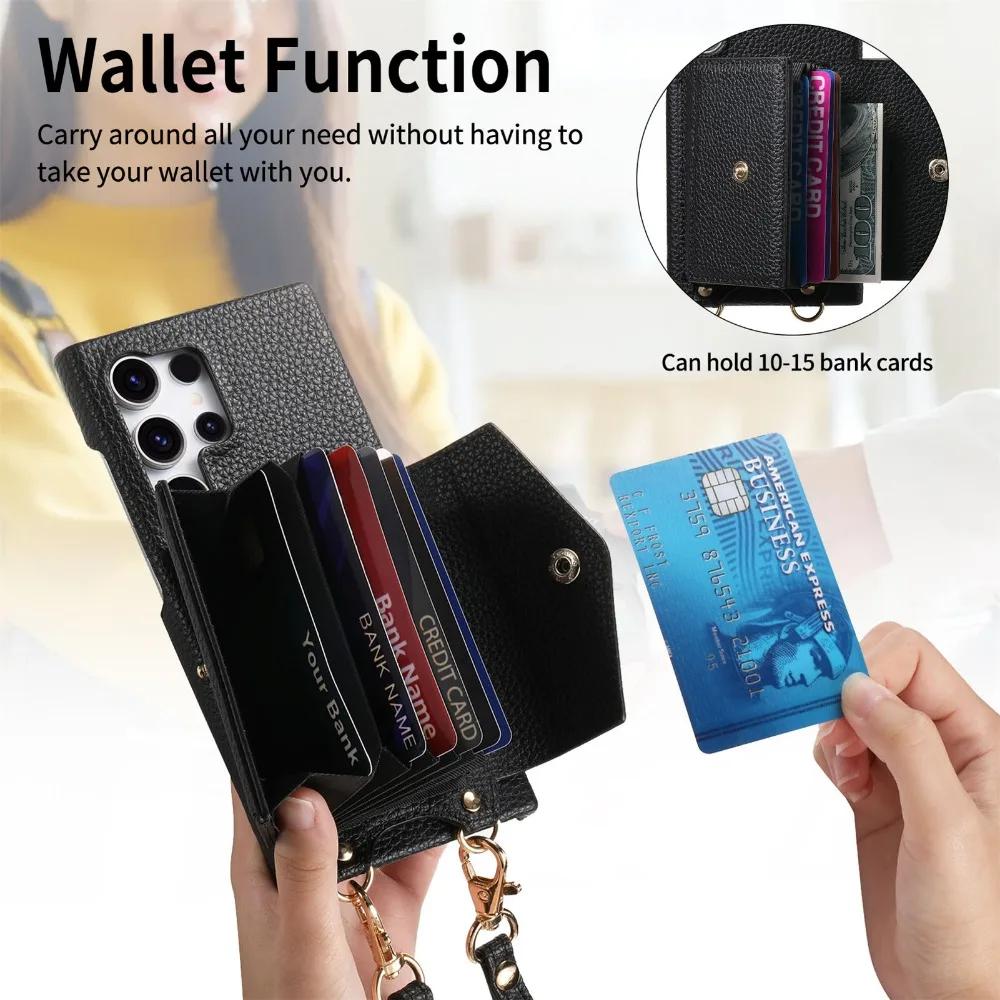 Crossbody Wallet with Card Holder Phone Case for Samsung S25 S24 S23 S22 Ultra Plus A56 A36 A26 A16 A06 A55 A35 A15 A25 Cover