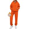 Womens Solid Color Long Sleeve Hooded Fleece Lined Sweatshirt Casual Pants Set Winter