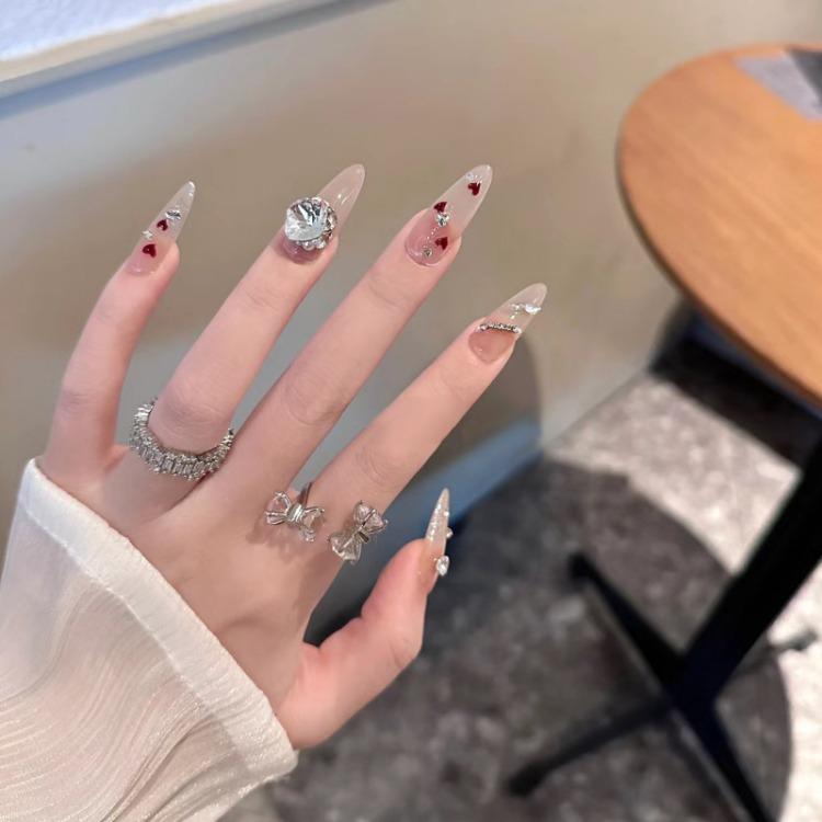 Wearing Nail Advanced Sense Spring and Summer Flash Diamond Butterfly Handmade Nail Piece Spice Girl Wearing Nail Piece