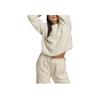 adidas Originals Solid Logo Embroidered Loose Fit Hooded Pullover Long Sleeve Cropped Sweatshirt Women Sweatshirt Beige IC2254