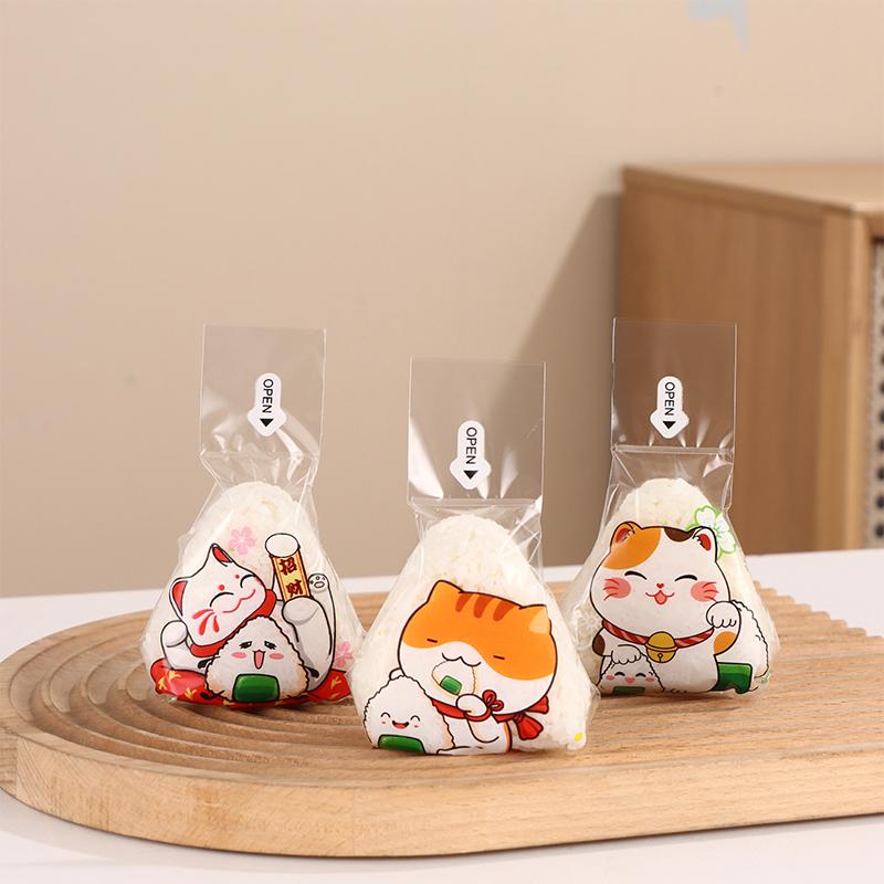 50/100Pcs Lovely Cartoon Triangle Rice Ball Packing Bag Seaweed Onigiri Sushi Bento Making Mold Bento Accessories Sushi Bags