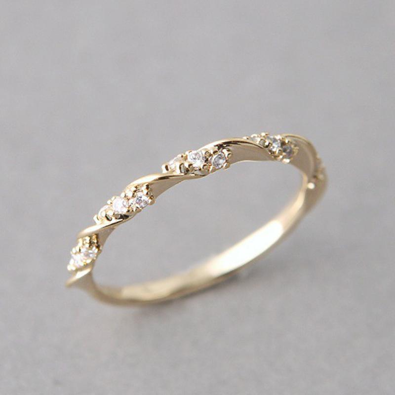 

Huitan Delicate Thin Rings for Women Fancy Twist Design Fashion Versatile Female Accessories with Shiny CZ Gift 2021 Hot Zircon 10