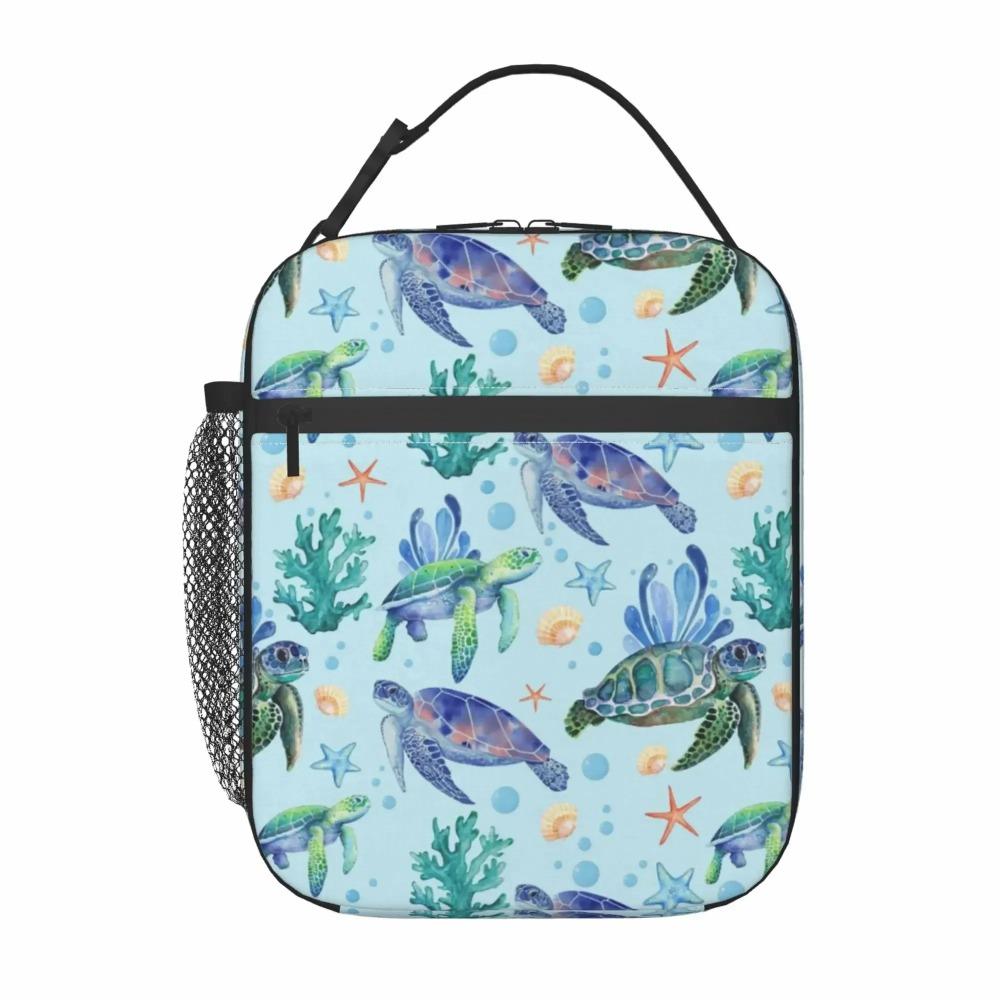 Sea Turtle Lunch Bag Insulated Lunch Bag Colorful Sea Animal Lunch Bag for Women Men Reusable Portable Lunchbox with Zipper