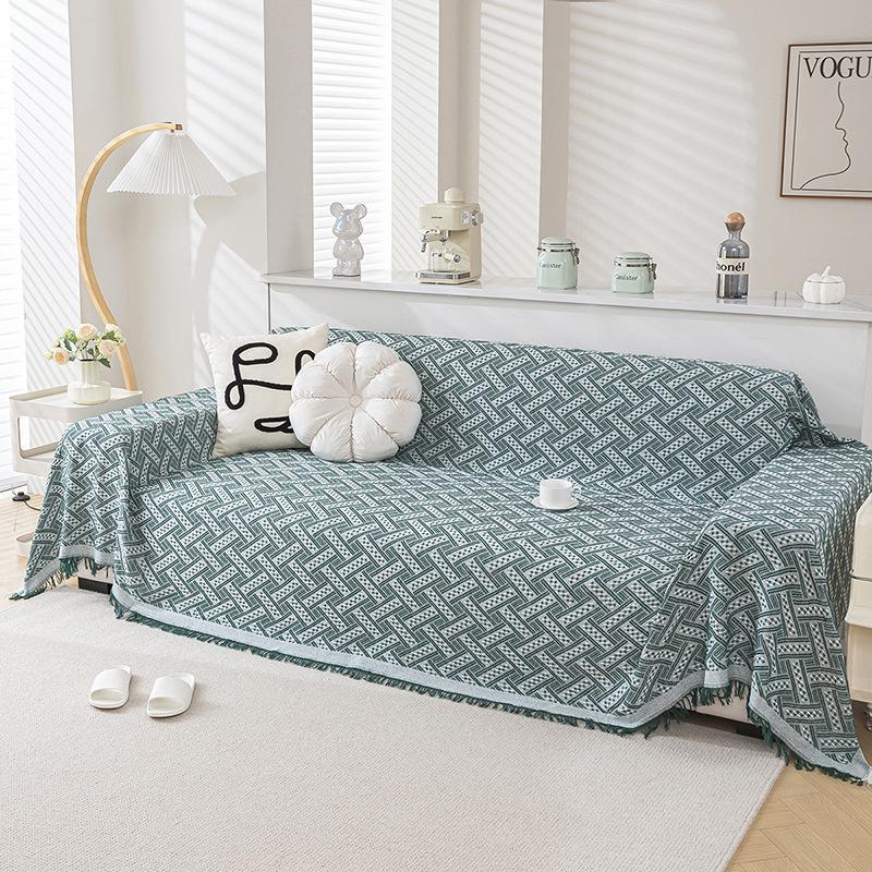 Nordic solid color four-season cotton thread blanket, simple seat cushion ins wind sofa towel, fashionable lunch break blanket