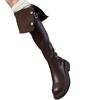 Two wear versatile knee boots women's retro leather boots thick heel platform cycling boots long boots fashionable
