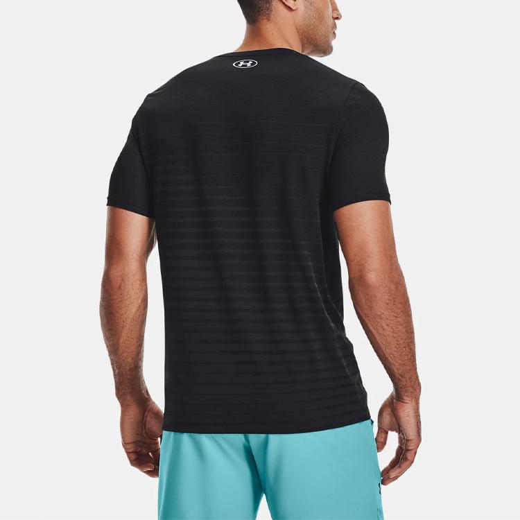 Under Armour Striped Training Short Sleeve T-Shirt Men tops Black 1361133-001