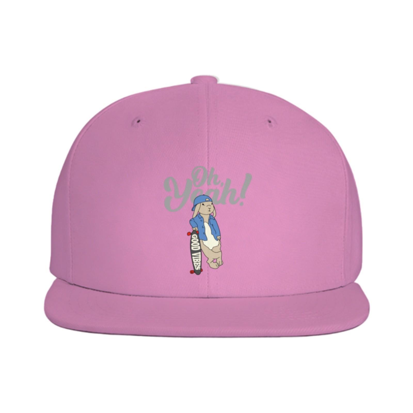 Oh Yeah Skater Rabbit Graphic Snapback Cap Polyester Casual Baseball Hat Unisex Adult One Size
