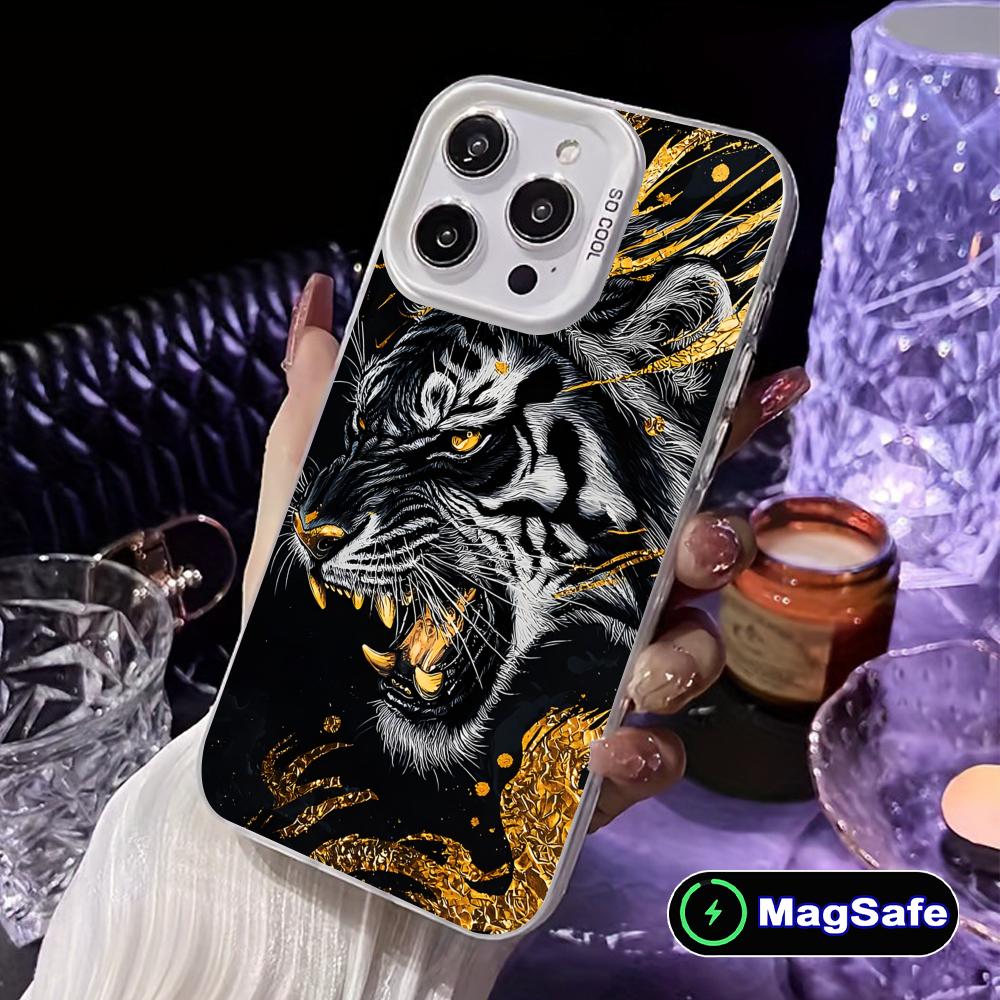 

Tiger Neon White Translucent MagSafe Mobile Phone Case for iPhone 17 16 15 14 13 12 11 X XR XS Air Pro Max Plus Cover iPhone XS