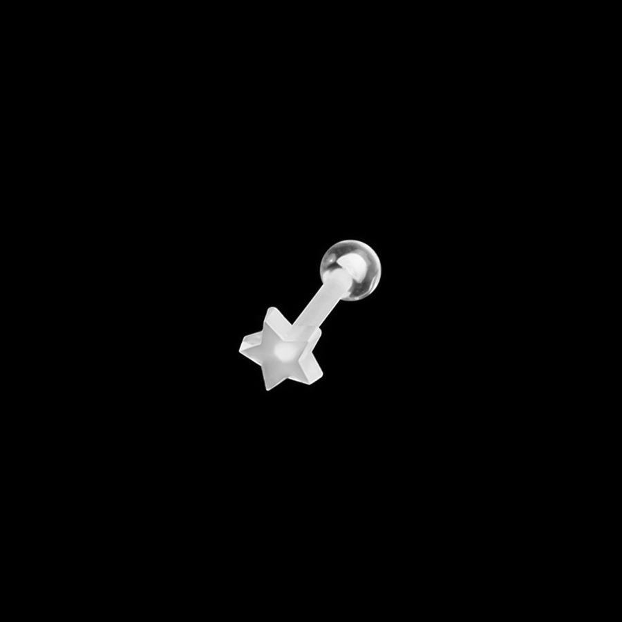 Transparenter Acryl Ohr- und Nasenstecker Stab mit Herz- und Pentagramm-Design
