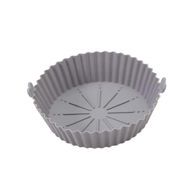 Air Fryer Silicone Pot Basket Tray 17/20/23cm Round Square Airfryer Reusable Silicone Air Fryer Liners Food Safe Non Stick