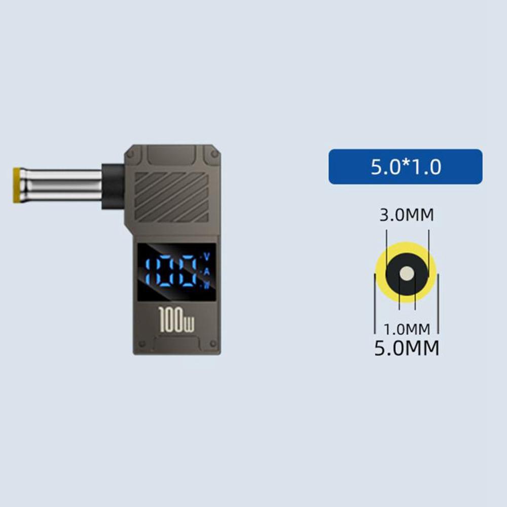 PD 100W Laptop Charging Adapter Type-C to DC 5.0x1.0mm Digital Display Fast Charging Converter