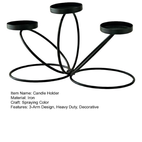 Cast Iron Candle Holder Decoration Home Office Living Room 3-Arm Candlestick