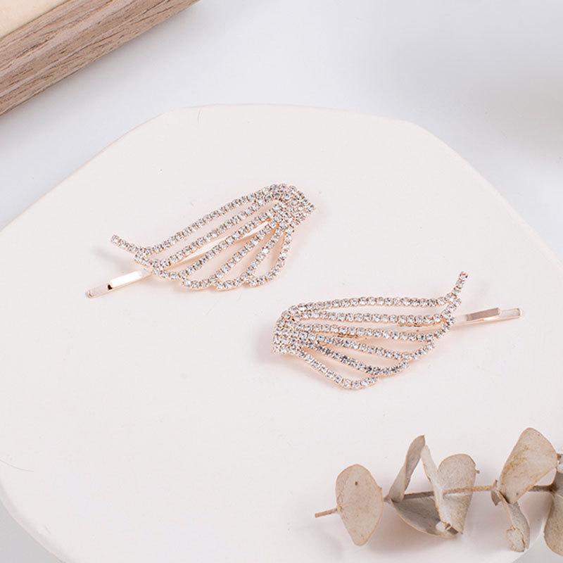 Fashionable Shiny Angel Wings Hairpins Rhinestone Silver Color Metal Hair Clips Women's Hair Ornaments