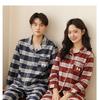 Pajama Couple Long-Sleeved Checkered Men's and Women's Autumn Casual Home Suit Set