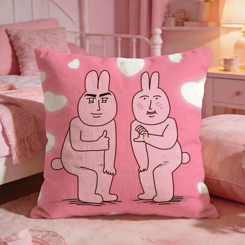 My Ffriends Rabbit Cute Cushion Cover Premium Comfort Reversible Pillow Cove Two In One Design For Any Room  Car Interior