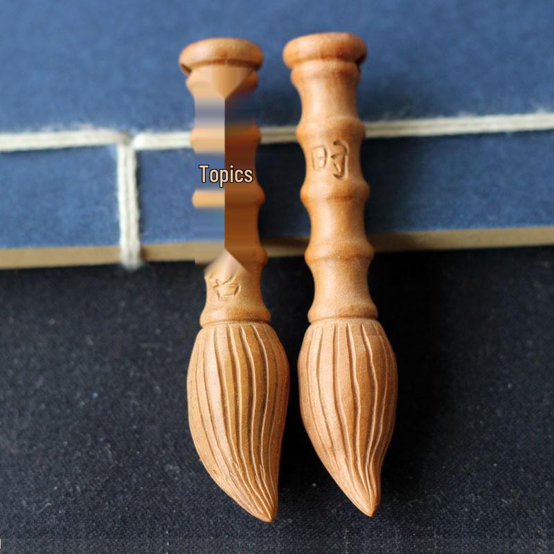 Handmade Peach Wood Wenchang Pen Pendant - DIY Jewelry & Keychain Accessory