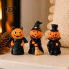 Compact Spooky Collectibles 3Pcs Halloween Pumpkin Ghost Figurine, Resin Tabletop Decor Whimsical Home Accents for Bookshelf And Tiered Tray,