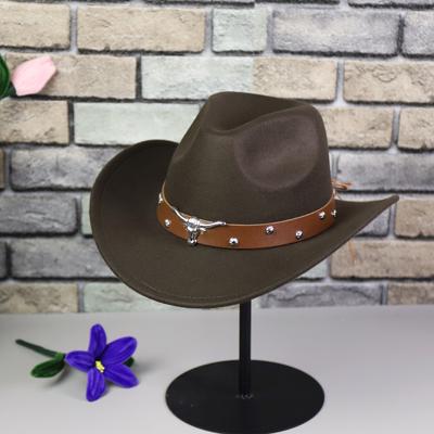 Hot-selling Autumn and Winter Woolen Felt Hat Men's and Women's Curved-brimmed Jazz Hat Fashion Bull's Head Accessories Tibetan Denim Top Hat