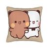 Bubu Dudu Couple Pandas Cartoon Pillow Case Custom Pillow Cover Retro Trendy Pillowcases For Living Room Sofa