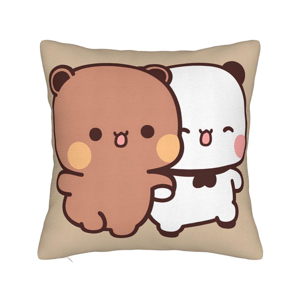 Bubu Dudu Couple Pandas Cartoon Pillow Case Custom Pillow Cover Retro Trendy Pillowcases For Living Room Sofa