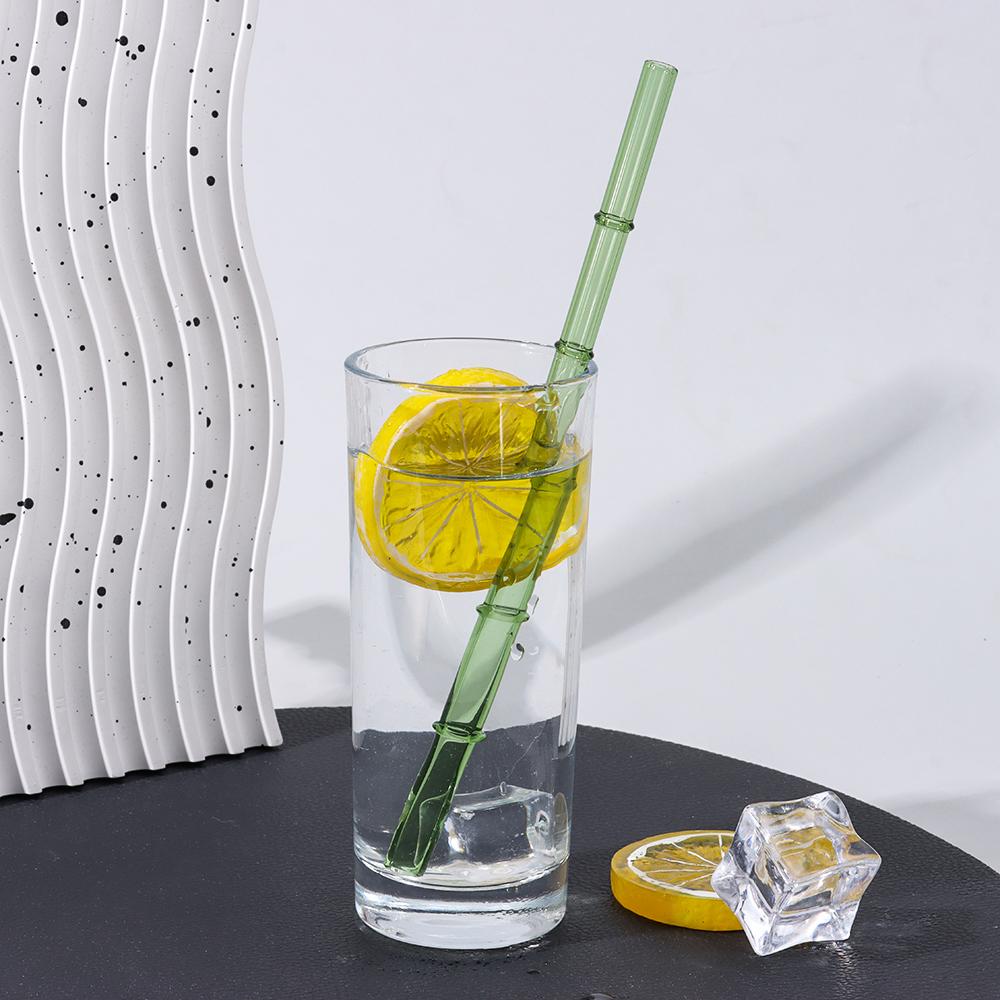 Juice Milk Drinking Glass Straw Washable Reusable Drinking Straw Bamboo Pattern High-temperature Juice Drink Blender Stick