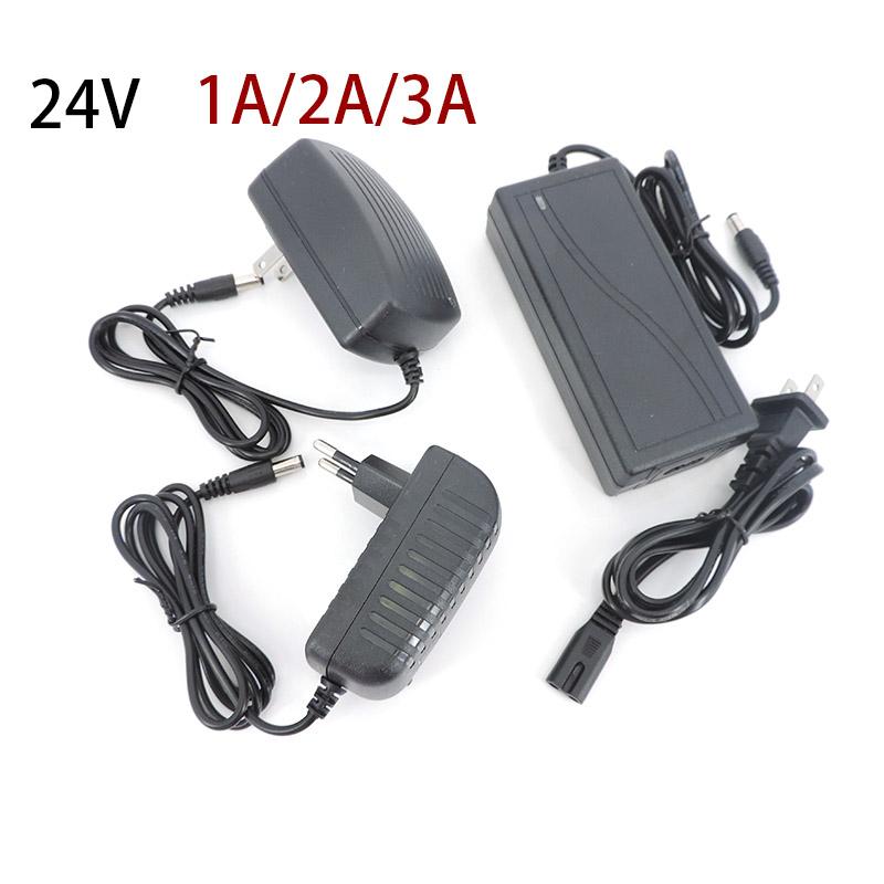 EU US Plug AC 110V 220V Converter To DC 24V 1A 2A 3A 2000ma 1000ma 3000MA Server Power Supply Adapter Charger Converter