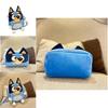 Adorable Blue And Yellow Plush Dog Sling Bag For Kids Stylish Velvet Crossbody Purse