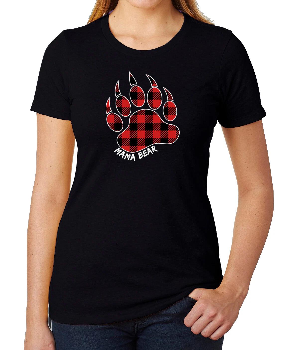 Mama Bear Paw Buffalo Plaid Woman s Graphic T-Shirts- Cute mom Shirts 3XL