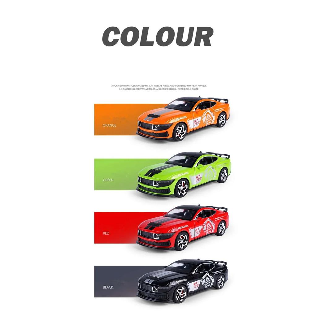 1/32 Ford Mustang Shelby GT500 Alloy Sports Car Model Diecast Metal Toy Racing Car Vehicle Model Simulation Sound and Light Kids Gift