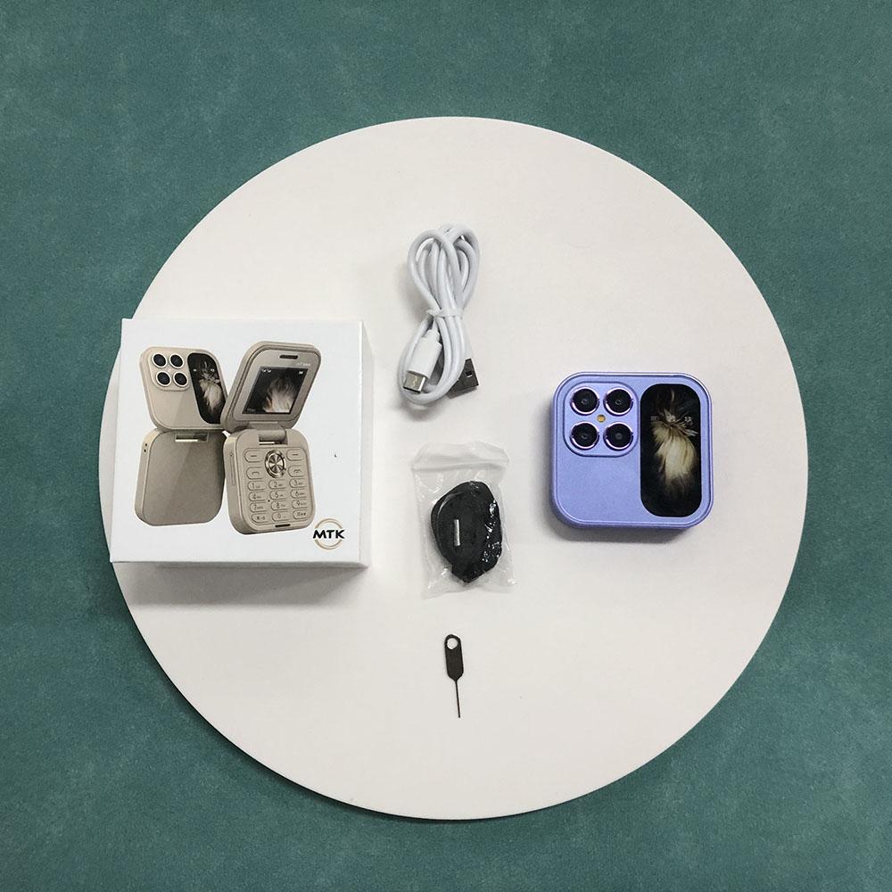 i17 Mini 2G Flip Phone 1.77inches HD Screen Dual SIM GSM Small Mobile Phone Support Flashlight Bluetooth FM Radio Speed Dial Gift CellPhone