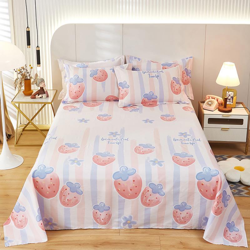 100% Cotton Country Floral Flat Sheet 3 Pieces Tulip Bed Sheet Set Soft Botanical Flower Blossoms Bed Cover with 2 Pillow Cases