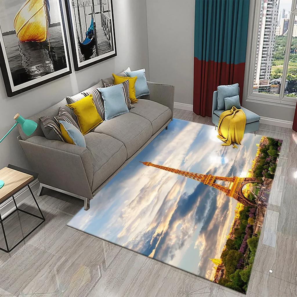 Eiffel Tower Rug Paris France Carpet World Famous Buildings Floor Carpets Bedroom Living Room Decor Area Rugs Door Mat Yoga Mats