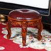 Retro Rzeźbiony Mały Stołek Luksusowa Skórzana Poduszka Kreatywne Niskie Siedzisko Elegancki Pokój Krzesło Sofa Stylowe Siedzisko Dekoracyjny Podnóżek
