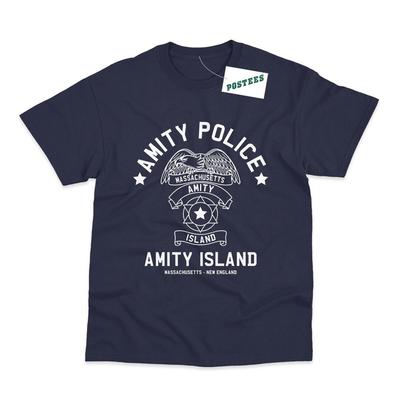 T-shirt z nadrukiem inspirowany policją z Amity Island z filmu Szczęki