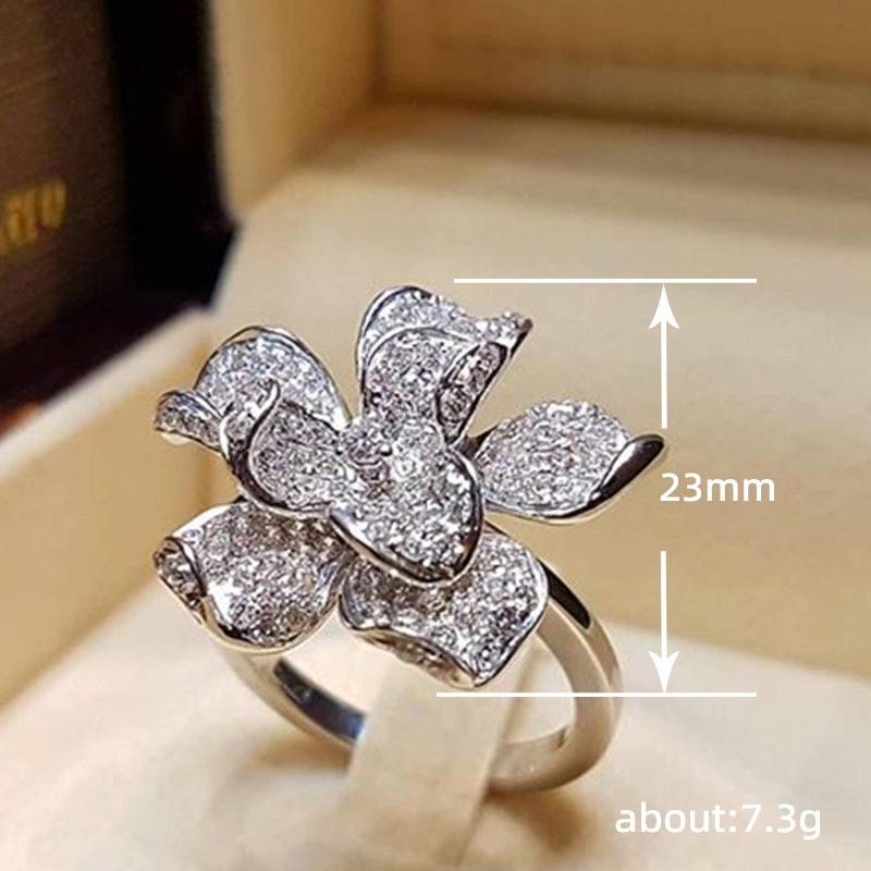 Flower Camellia Ring Female, Niche Design Sense Fashion Personality Index Finger Ring, Light Luxury Sweet Ring