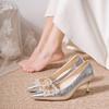 Pointed Stiletto Applique Solid Color High Heels Festive Wedding Dress Wedding Shoes Bride Show Shoes Korean Version of Fashion
