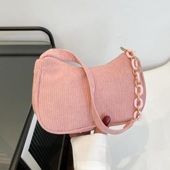 Damen Kord Schultertasche Stilvolle Handtasche mit oberem Griff Halbmond Handtasche Einfache Achseltasche für Einkaufen Pendeln Date