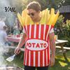 Party Cosplay Costume Adults Fast Food Costume, Unisex Hot Dog Hamburger French Fries Men Dress Up Outfit for Halloween Holiday Theme Clothing