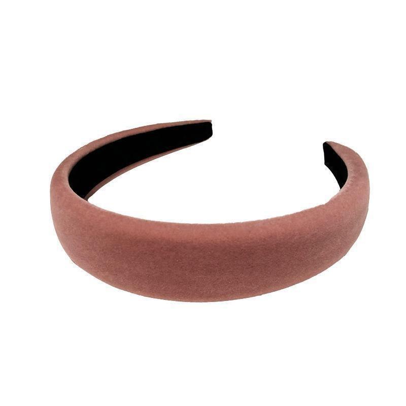 Korean Retro Elegant Velvet Sponge Headband Winter High Cranial Top Wide Edge with Red Press Hair Clamp