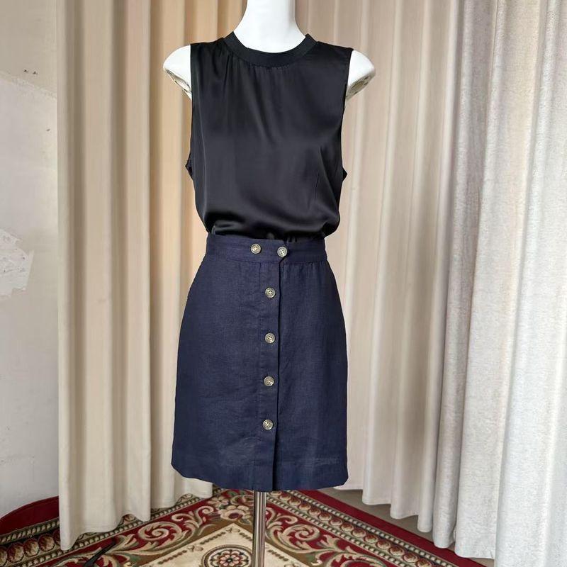 

Find out Beautiful Overplus Order Simple Pure Linen Mid-Length Versatile Skirt Plus size Blue us14