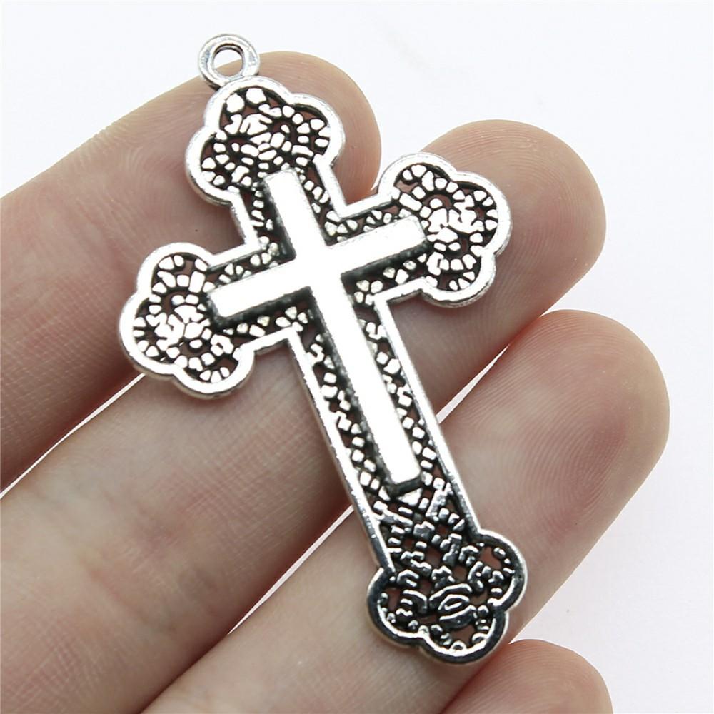 

2pcs Big Cross Pendant For Necklace Making Keychain Making Diy Handmade Craft